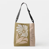 70er Retro Peach-Ivory-Braun-Single-Blume Tragetaschen Mit Langen Trägern (Rückseite)