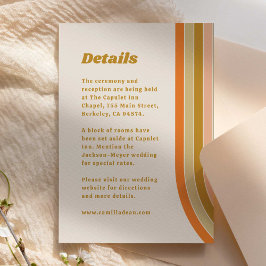 70er Retro Rainbow Groovy Wedding Details Begleitkarte