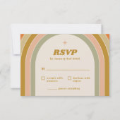 70er Retro Rainbow Groovy Wedding RSVP (Vorderseite)