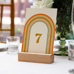 70er Retro Rainbow Groovy Wedding Tischnummer<br><div class="desc">Dieses Retro Hochzeitsszenario wurde durch den 70er Retro-Trend inspiriert. Es hat einen Regenbogen in Retrofarben. Dieses Design eignet sich perfekt für eine Retro-,  Boho-,  Disco- oder 70er-Hochzeit. Der gesamte Text ist anpassbar.</div>