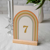 70er Retro-Regenbogen-Hochzeit Tischnummer