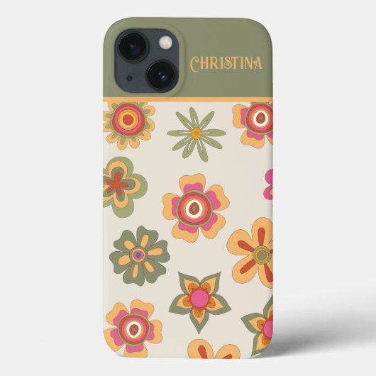 70er Retro Rosa-grüne Blume Power Fall-M Case-Mate iPhone Hülle (Rückseite)