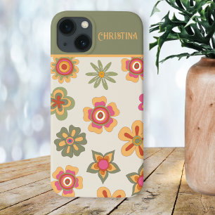 70er Retro Rosa-grüne Blume Power Fall-M Case-Mate iPhone Hülle
