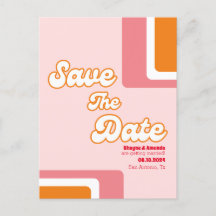 70er Retro Rosa Orangenhain Save the Date rot