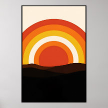 70er Retro Sonnenuntergang Landschaft