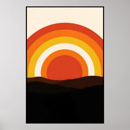 70er Retro Sonnenuntergang Landschaft Poster