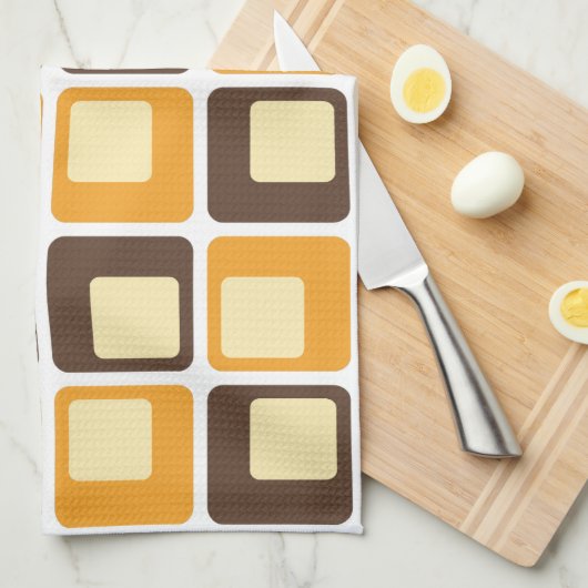 70er Retro Square Shapes Geschirrtuch (Viertel Falte)