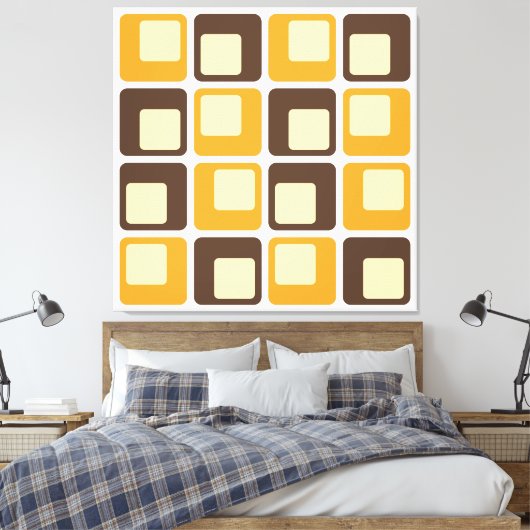 70er Retro Square Shapes Leinwanddruck (Insitu (Schlafzimmer))