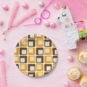 70er Retro Square Shapes Pappteller (Party)