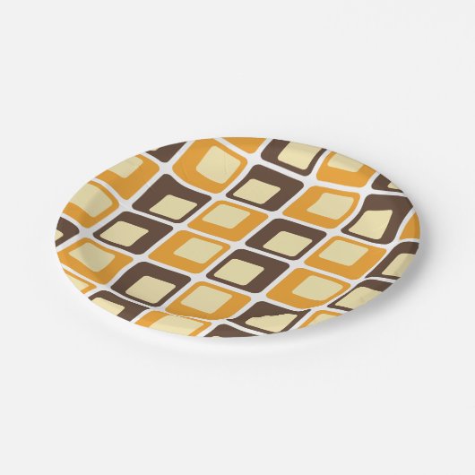 70er Retro Square Shapes Pappteller (Schrägansicht)