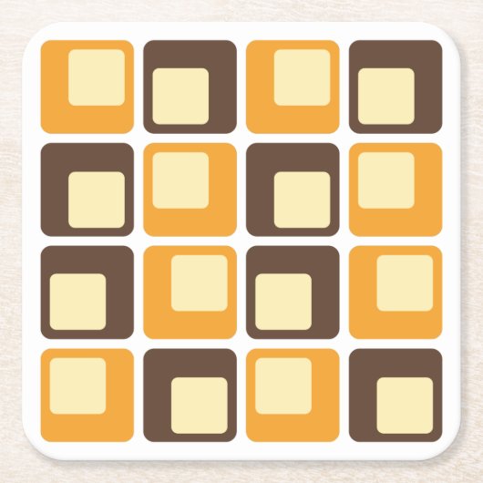 70er Retro Square Shapes Rechteckiger Pappuntersetzer (Vorderseite)