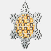 70er Retro Square Shapes Schneeflocken Zinn-Ornament (Rechts)