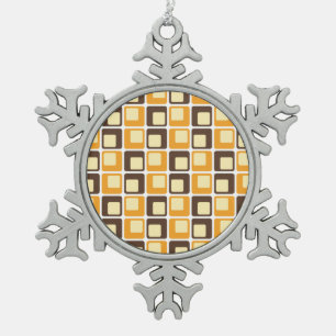 70er Retro Square Shapes Schneeflocken Zinn-Ornament