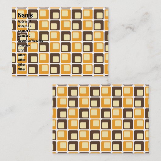 70er Retro Square Shapes Visitenkarte (Vorne/Hinten)