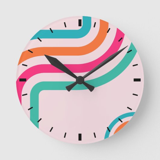 70er Retro Streifen Decke Runde Wanduhr (Vorderseite)