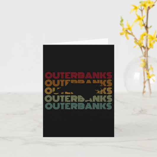 70er Retro Style Obx Retro Beach Map Nc Urlaub u Karte (Gelbe Blume)