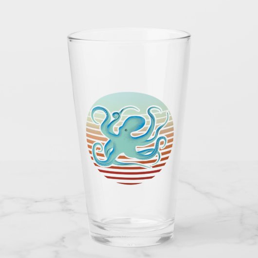 70er Retro Style Octopus Glas (Vorderseite)
