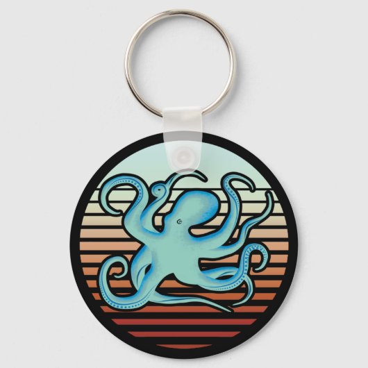 70er Retro Style Octopus Schlüsselanhänger (Vorderseite)