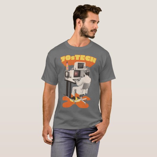 70er RETRO TECH COMPUTER T-Shirt (Vorne ganz)