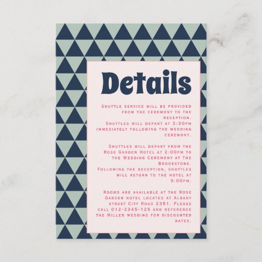 70er Retro Triangle Pattern Groovy Wedding Begleitkarte (Vorderseite)