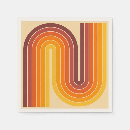 70er Retro Vintag Style Geometric Design Serviette (Vorderseite)