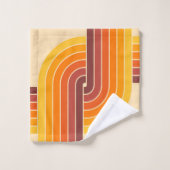 70er Retro Vintag Style Geometric Pattern Badhandtuch Set (Waschlappen)