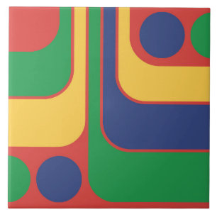 70er Retro Vintag Style Geometric Pattern Fliese