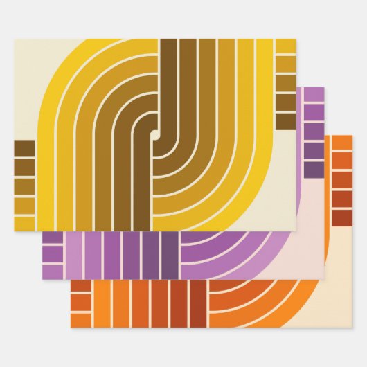 70er Retro Vintag Style Geometric Pattern Geschenkpapier Set (Set)