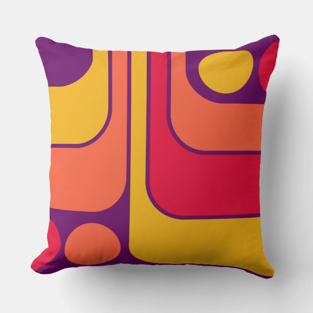 70er Retro Vintag Style Geometric Pattern Kissen (Vorderseite)