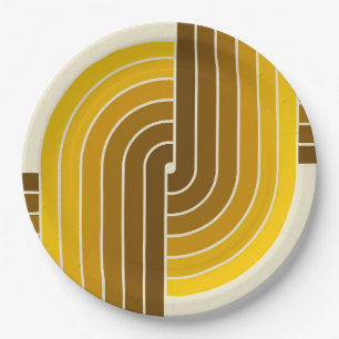 70er Retro Vintag Style Geometric Pattern Pappteller