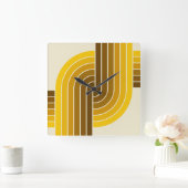 70er Retro Vintag Style Geometric Pattern Quadratische Wanduhr (Zuhause)