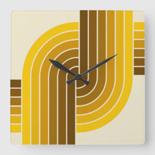 70er Retro Vintag Style Geometric Pattern Quadratische Wanduhr