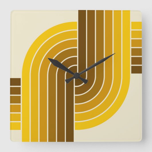 70er Retro Vintag Style Geometric Pattern Quadratische Wanduhr (Vorderseite)