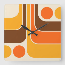70er Retro Vintag Style Geometric Pattern Quadratische Wanduhr