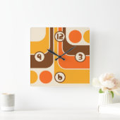 70er Retro Vintag Style Geometric Pattern Quadratische Wanduhr (Zuhause)