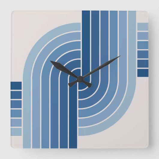 70er Retro Vintag Style Geometric Pattern Quadratische Wanduhr (Vorderseite)