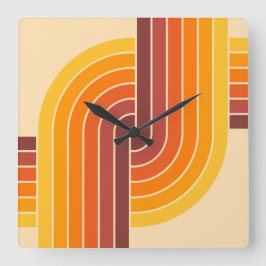 70er Retro Vintag Style Geometric Pattern Quadratische Wanduhr