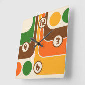 70er Retro Vintag Style Geometric Pattern Quadratische Wanduhr (Winkel)