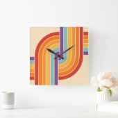 70er Retro Vintag Style Geometric Pattern Quadratische Wanduhr (Zuhause)