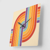 70er Retro Vintag Style Geometric Pattern Quadratische Wanduhr (Winkel)
