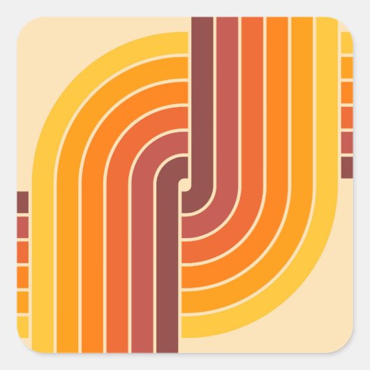 70er Retro Vintag Style Geometric Pattern Quadratischer Aufkleber (Vorderseite)