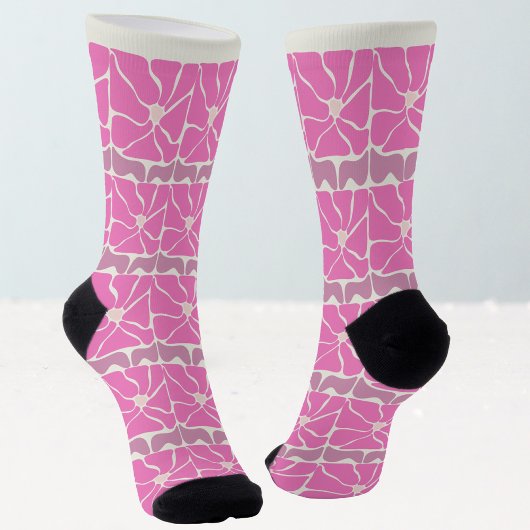 70er Retro Vintage rosa Blume Socken
