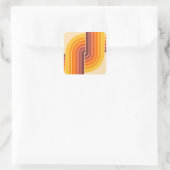 70er Retro Vintage Stil geometrisches Muster Quadratischer Aufkleber (Tasche)