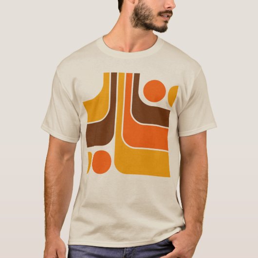 70er Retro Vintage Stil geometrisches Muster T-Shirt (Vorderseite)