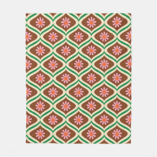 70er Retro-Vintages Blumenmuster Fleecedecke