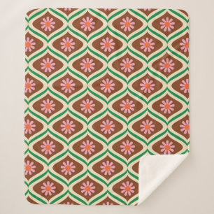 70er Retro-Vintages Blumenmuster Sherpadecke