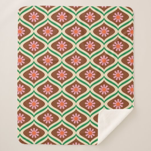 70er Retro-Vintages Blumenmuster Sherpadecke (Vorderseite)