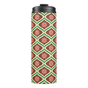 70er Retro-Vintages Blumenmuster Thermosbecher
