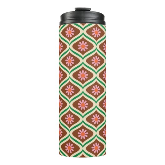 70er Retro-Vintages Blumenmuster Thermosbecher (Vorderseite)