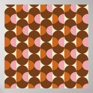 70er Retro Vintages Muster Background Vintage, Geo Poster